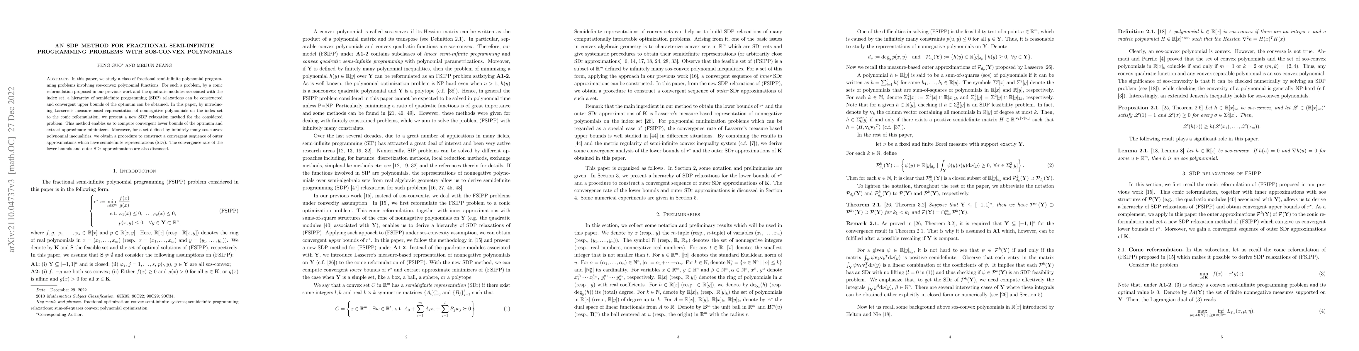 Thumbnail for An SDP method for Fractional Semi-infinite Programming Problems with
  SOS-convex polynomials