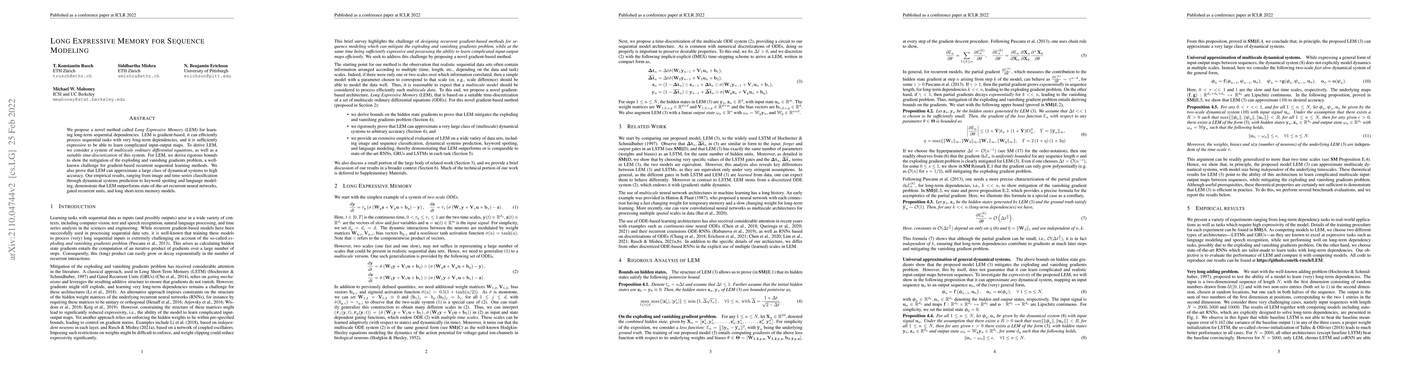 Thumbnail for Long Expressive Memory for Sequence Modeling