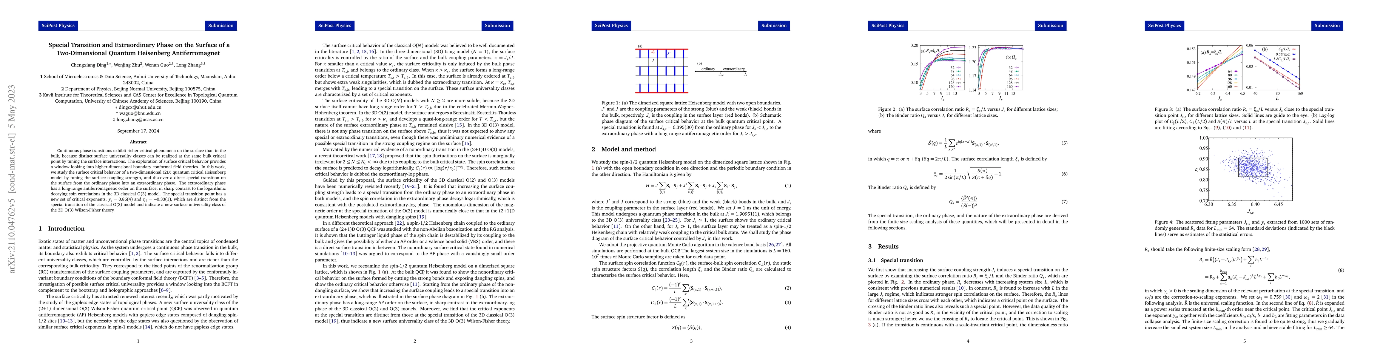 Thumbnail for Special Transition and Extraordinary Phase on the Surface of a
  Two-Dimensional Quantum Heisenberg Antiferromagnet