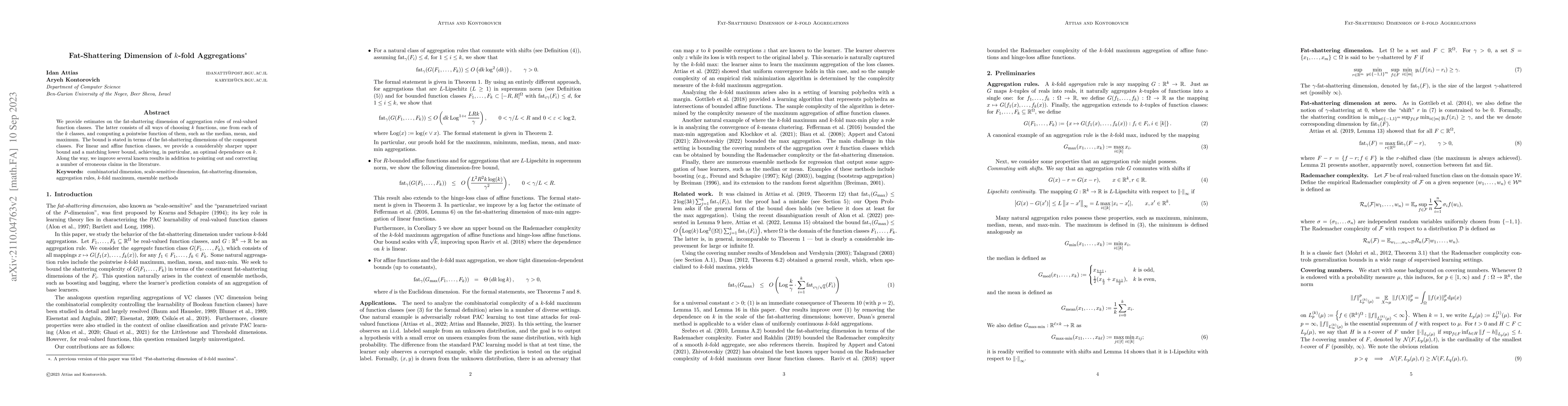 Thumbnail for Fat-Shattering Dimension of $k$-fold Aggregations