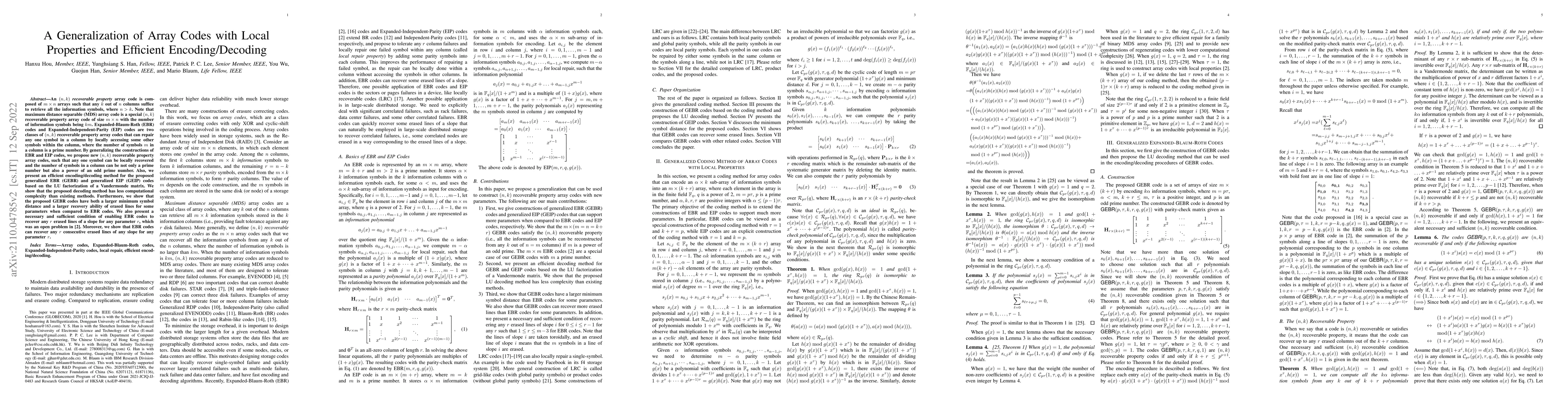 Thumbnail for A Generalization of Array Codes with Local Properties and Efficient
  Encoding/Decoding