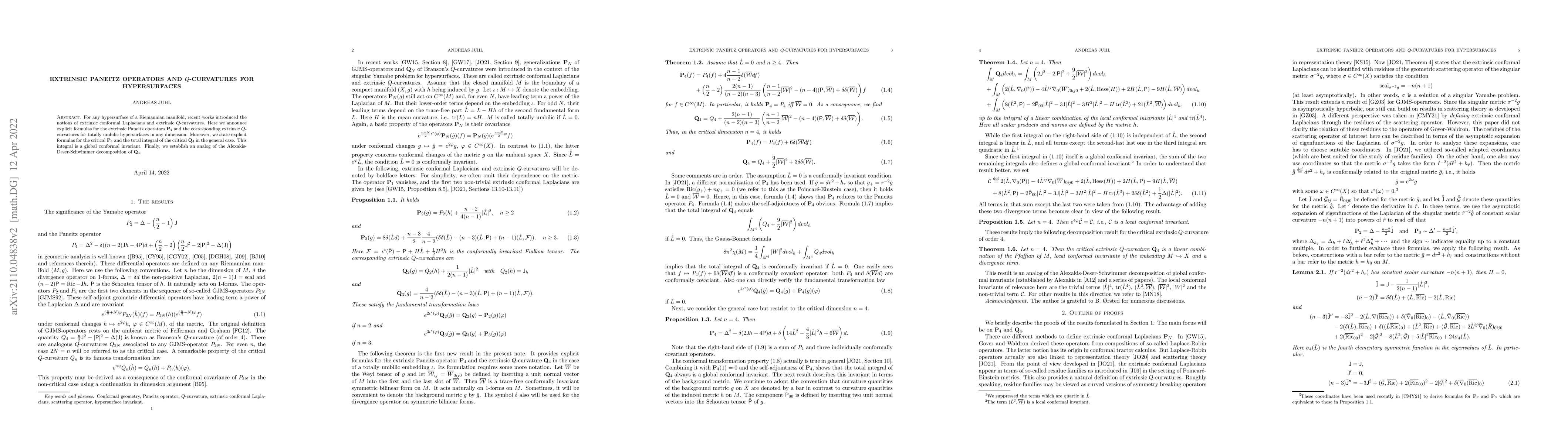 Thumbnail for Extrinsic Paneitz operators and Q-curvatures for hypersurfaces