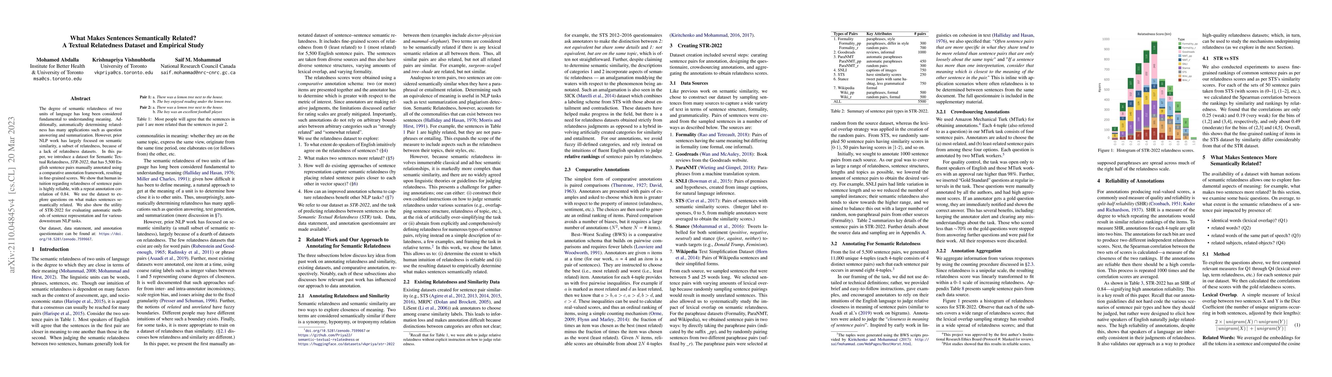 Thumbnail for What Makes Sentences Semantically Related: A Textual Relatedness Dataset
  and Empirical Study