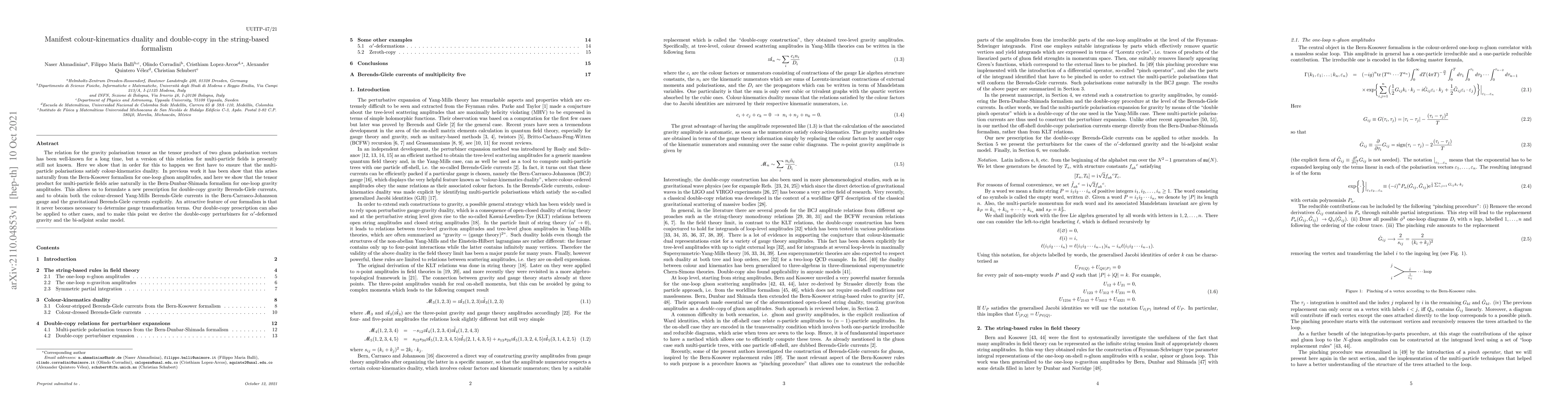 Thumbnail for Manifest colour-kinematics duality and double-copy in the string-based
  formalism