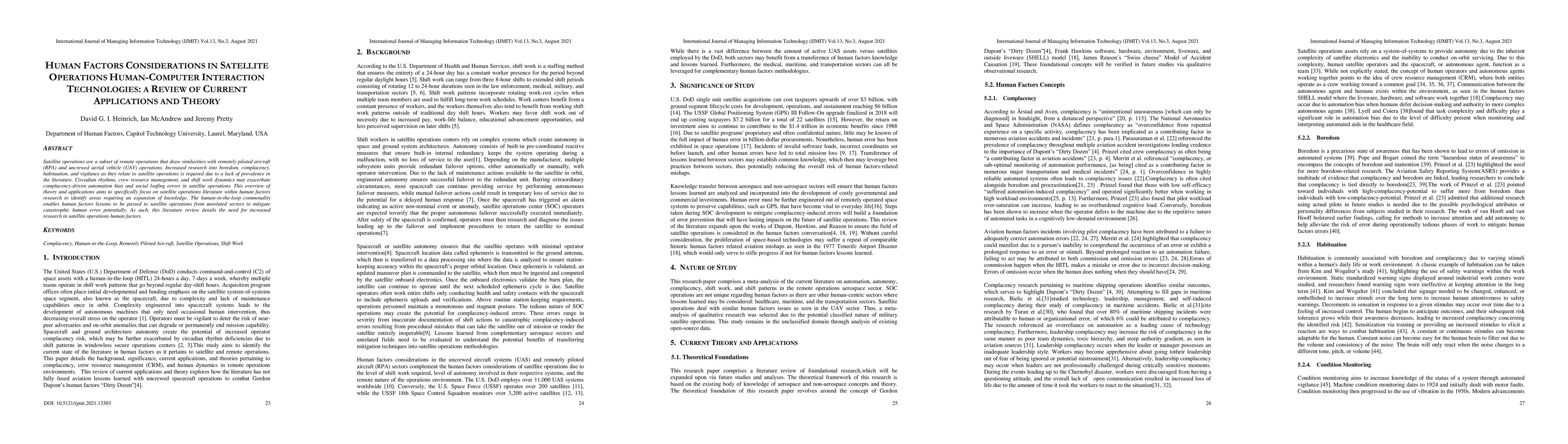 Thumbnail for Human Factors Considerations in Satellite Operation's Human-Computer
  Interaction Technologies: A Review of Current Applications and Theory