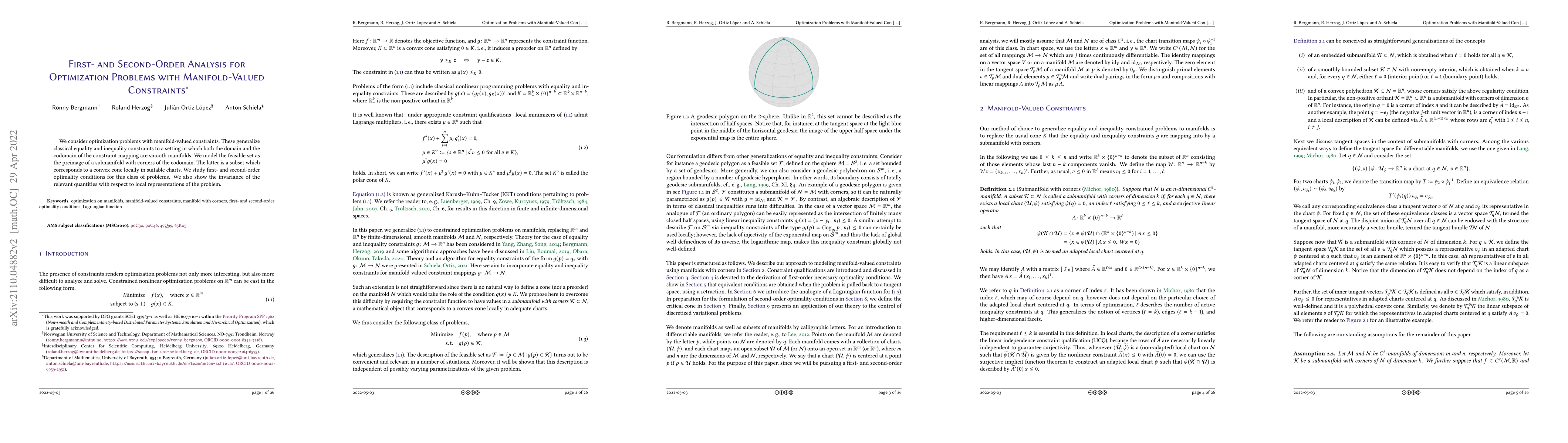 Thumbnail for First- and Second-Order Analysis for Optimization Problems with
  Manifold-Valued Constraints