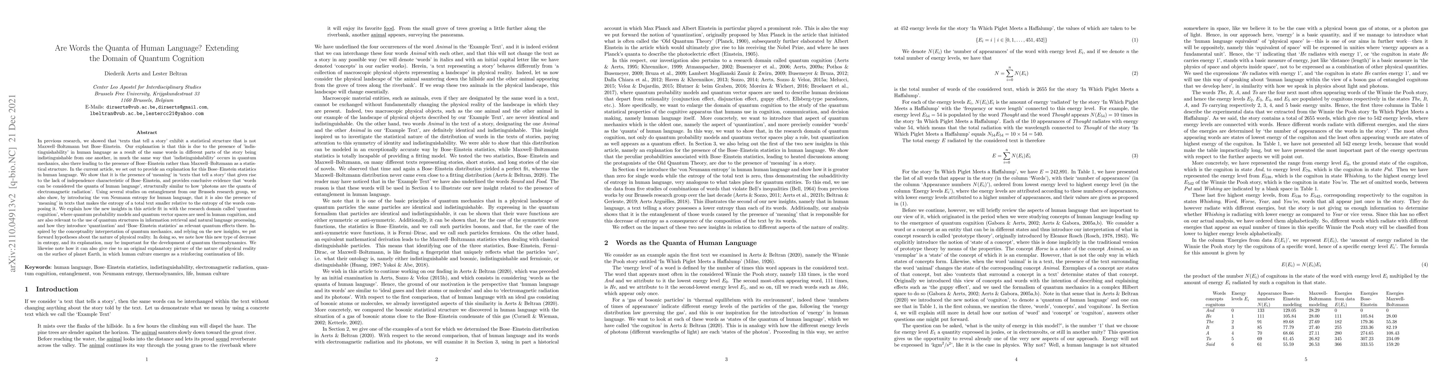 Thumbnail for Are Words the Quanta of Human Language? Extending the Domain of Quantum
  Cognition