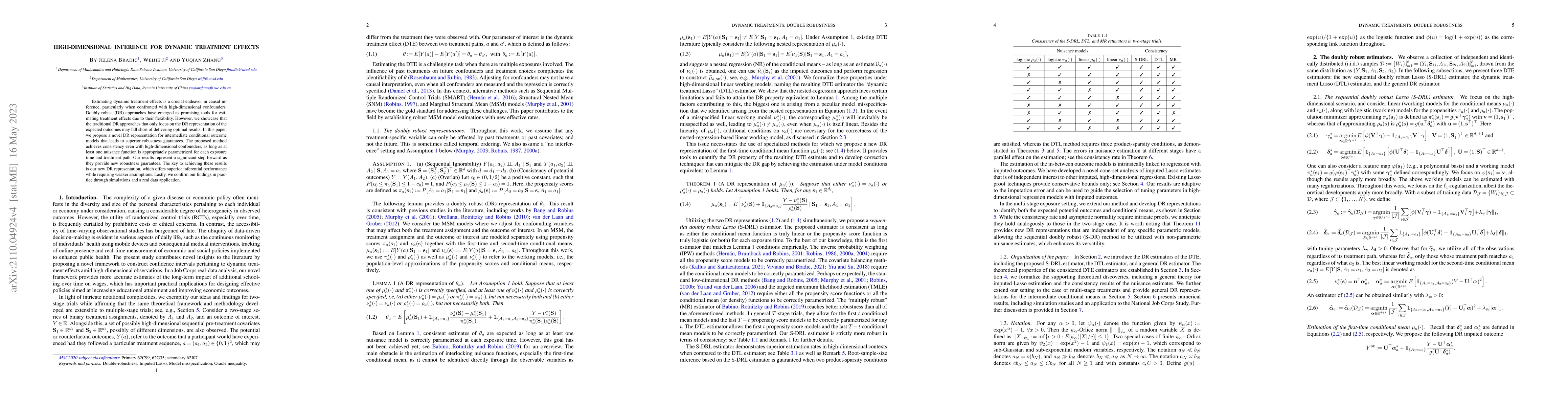 Thumbnail for High-dimensional Inference for Dynamic Treatment Effects