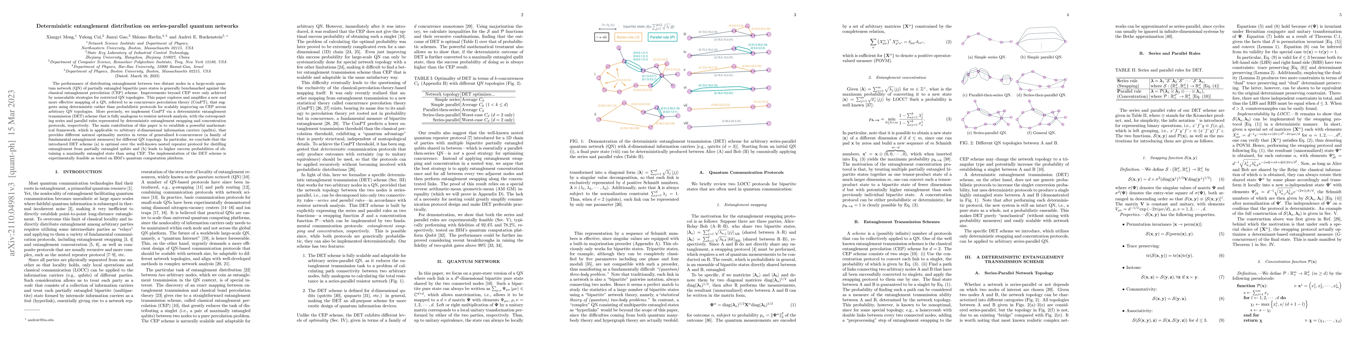 Thumbnail for Deterministic Entanglement Distribution on Series-Parallel Quantum
  Networks