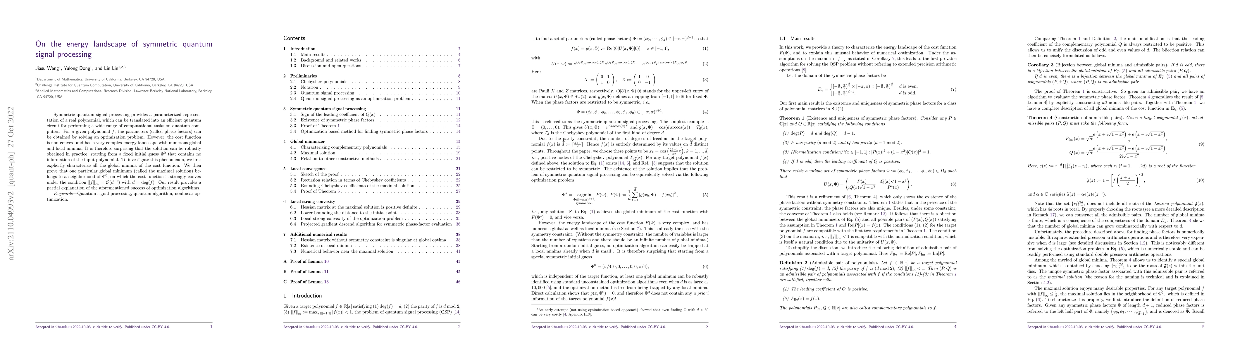 Thumbnail for On the energy landscape of symmetric quantum signal processing