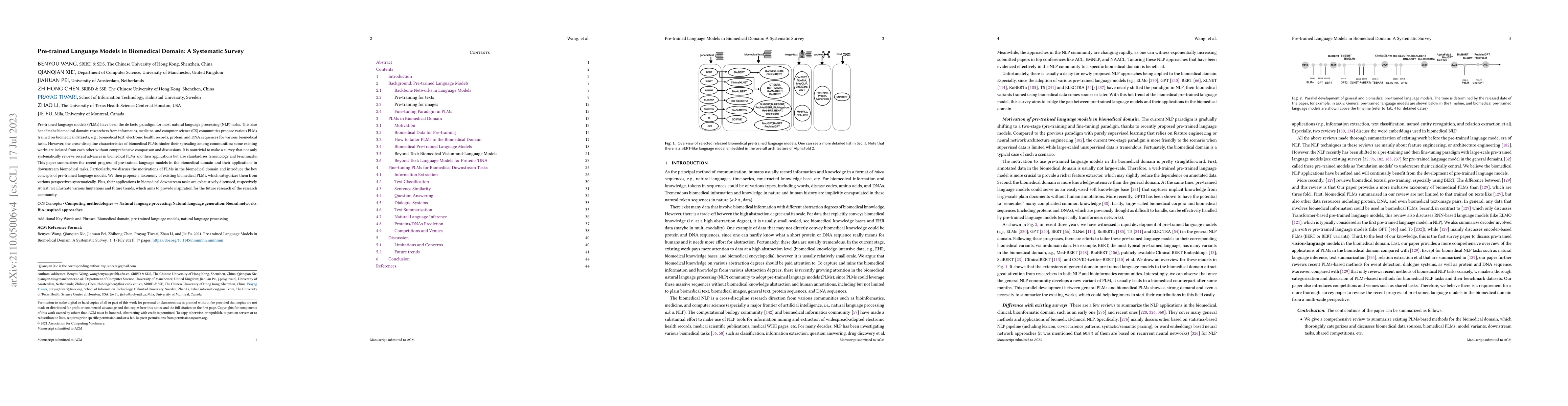 Thumbnail for Pre-trained Language Models in Biomedical Domain: A Systematic Survey