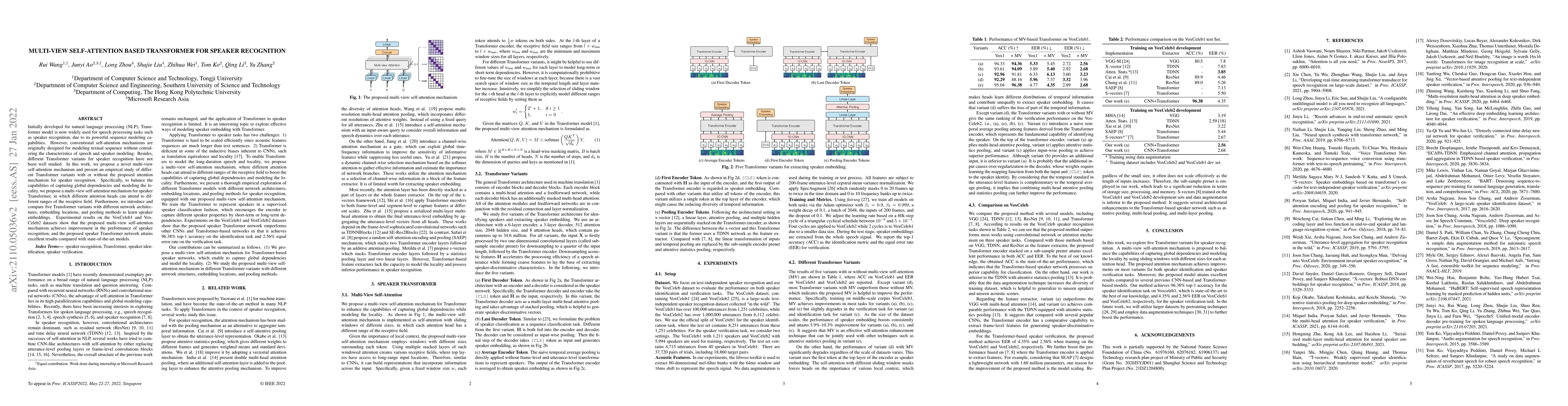 Thumbnail for Multi-View Self-Attention Based Transformer for Speaker Recognition