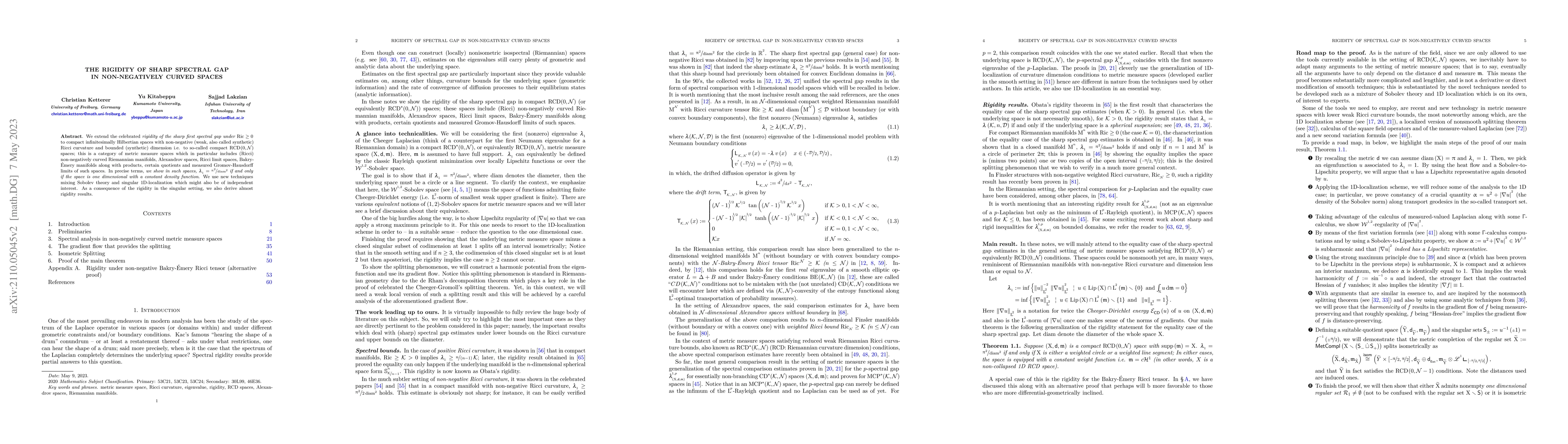 Thumbnail for The rigidity of sharp spectral gap in nonnegatively curved spaces
