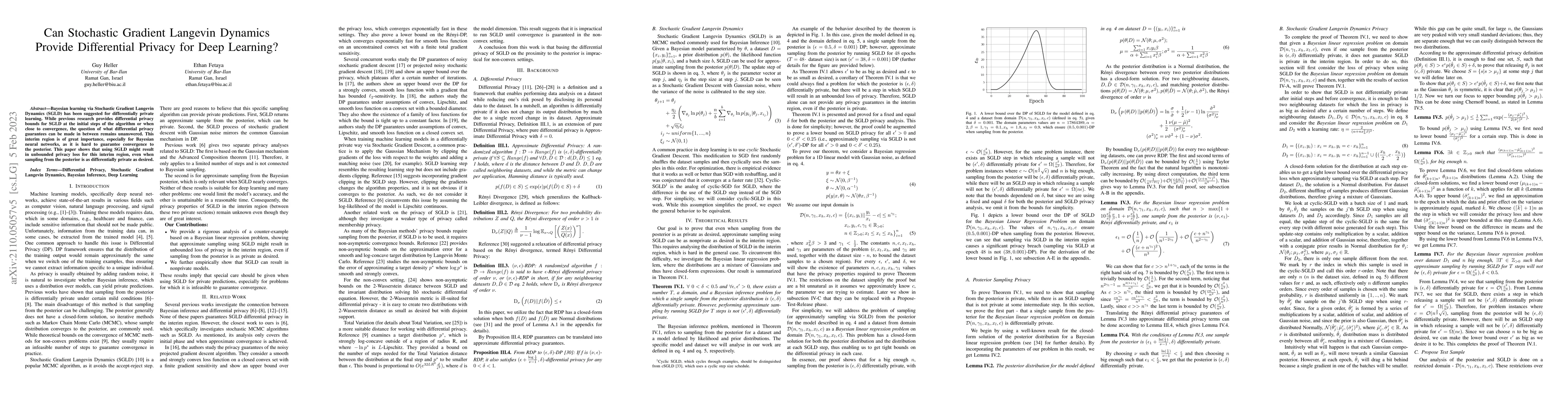 Thumbnail for Can Stochastic Gradient Langevin Dynamics Provide Differential Privacy
  for Deep Learning?