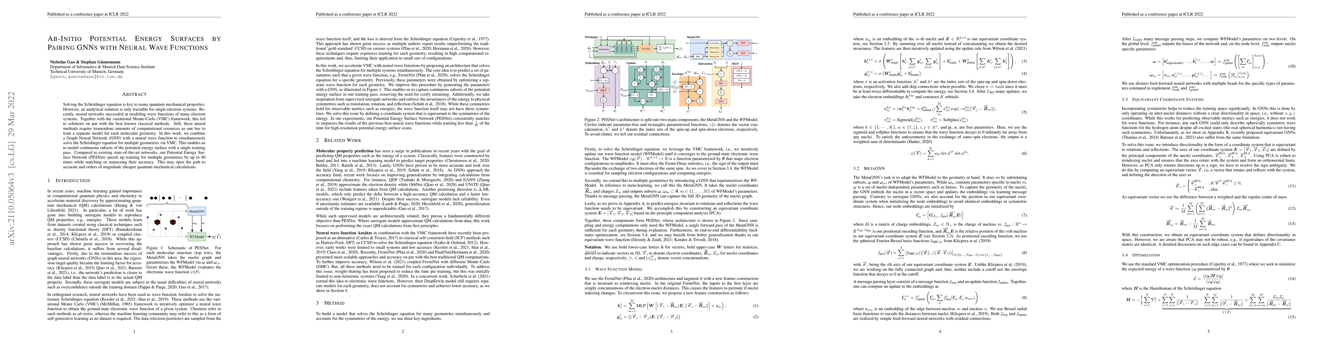 Thumbnail for Ab-Initio Potential Energy Surfaces by Pairing GNNs with Neural Wave
  Functions