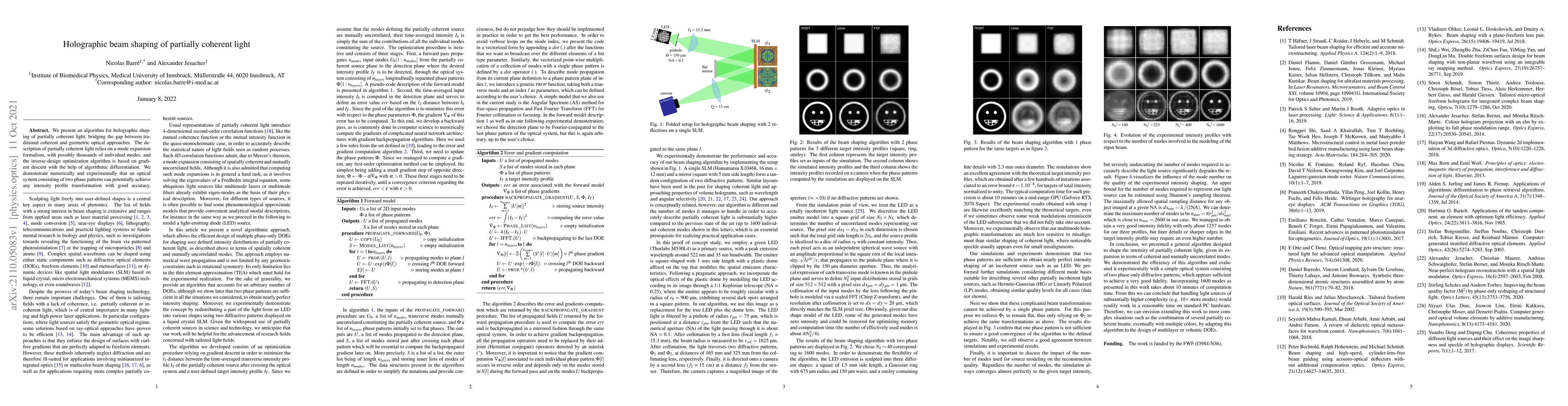 Thumbnail for Holographic beam shaping of partially coherent light