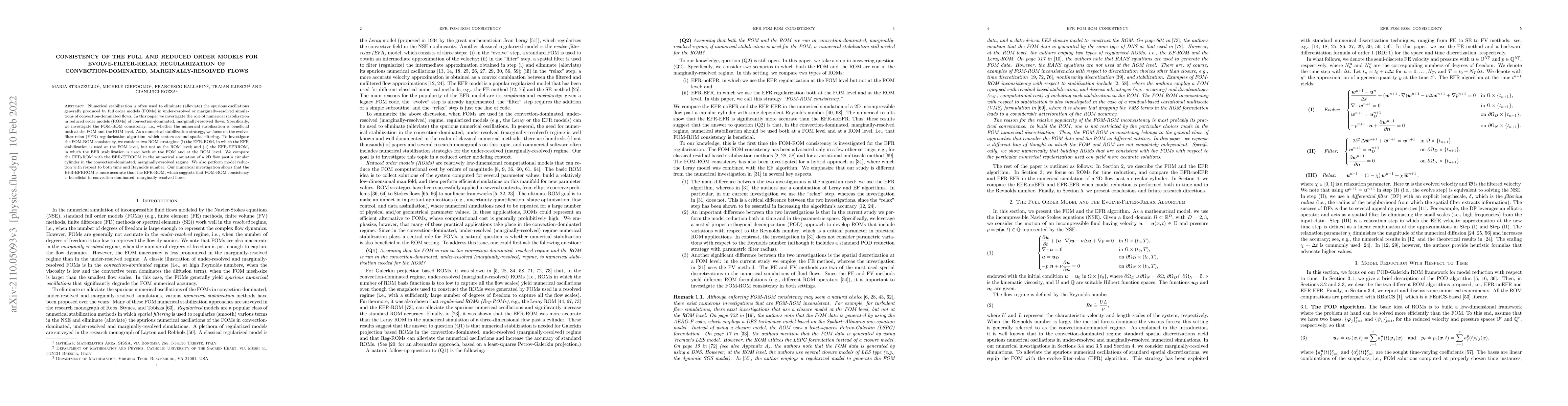 Thumbnail for Consistency of the Full and Reduced Order Models for Evolve-Filter-Relax
  Regularization of Convection-Dominated, Marginally-Resolved Flows