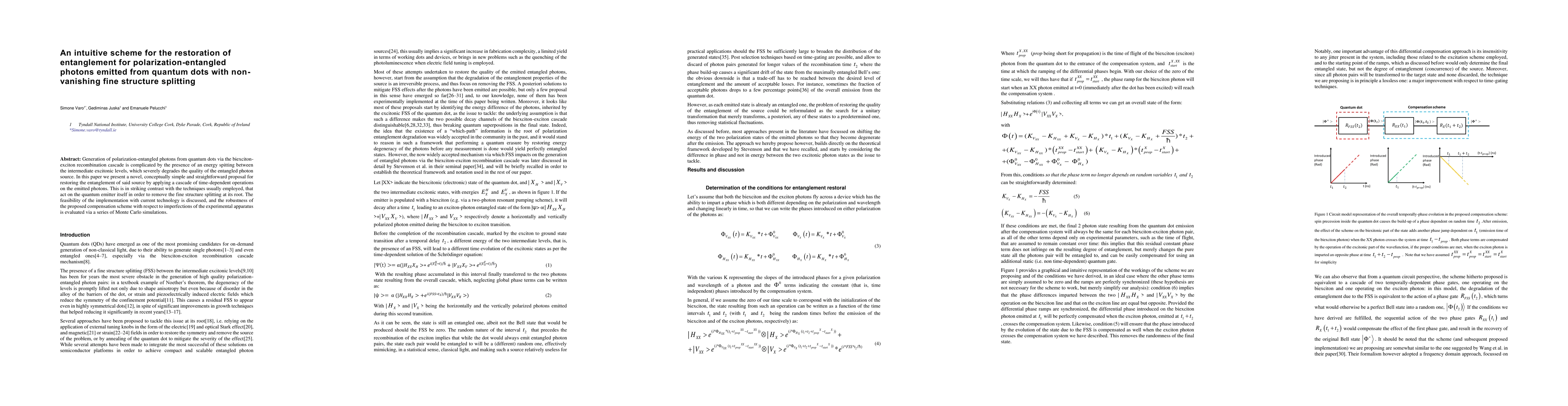Thumbnail for An intuitive scheme for the restoration of entanglement for
  polarization-entangled photons emitted from quantum dots with non-vanishing
  fine structure splitting