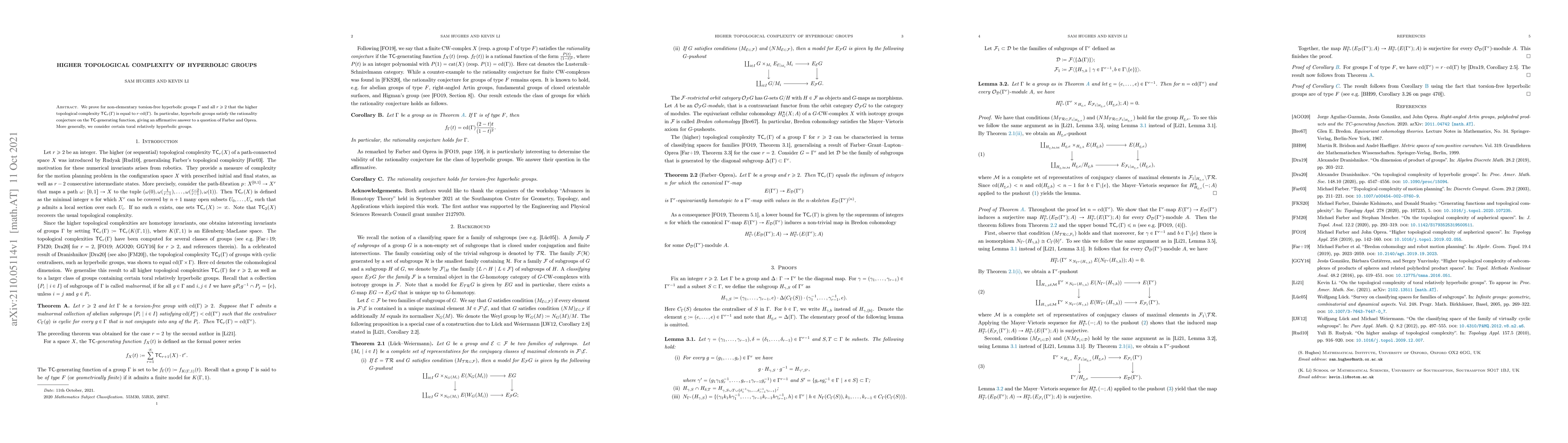 Thumbnail for Higher topological complexity of hyperbolic groups