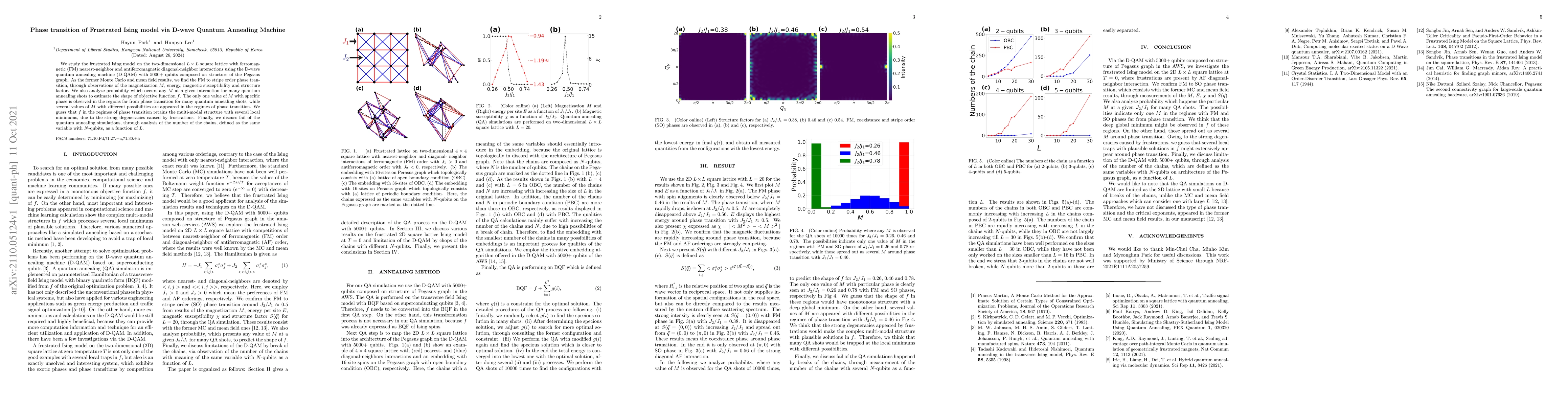 Thumbnail for Phase transition of Frustrated Ising model via D-wave Quantum Annealing
  Machine