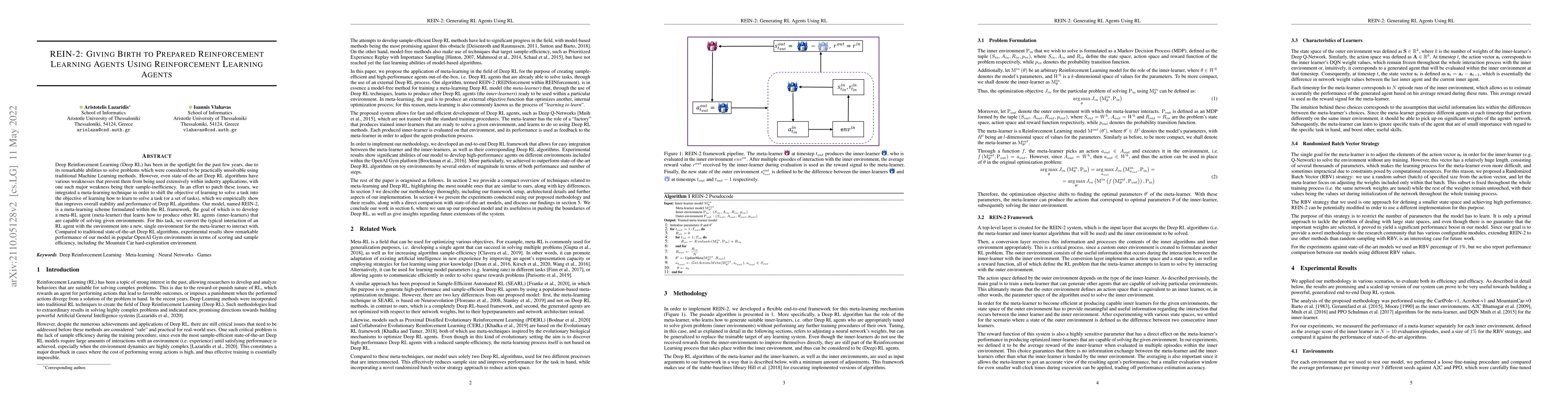 Thumbnail for REIN-2: Giving Birth to Prepared Reinforcement Learning Agents Using
  Reinforcement Learning Agents