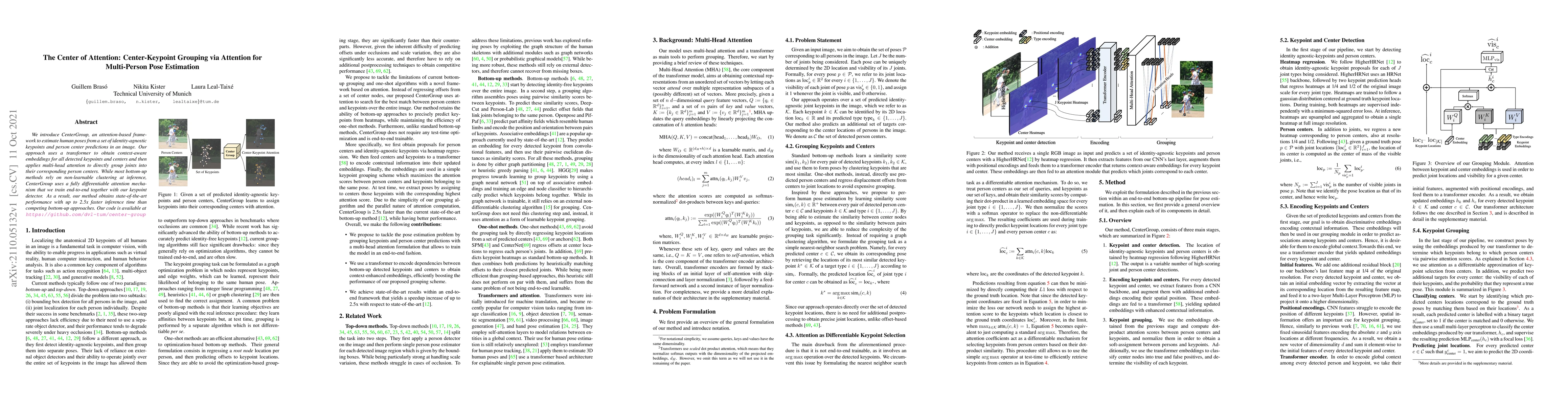 Thumbnail for The Center of Attention: Center-Keypoint Grouping via Attention for
  Multi-Person Pose Estimation