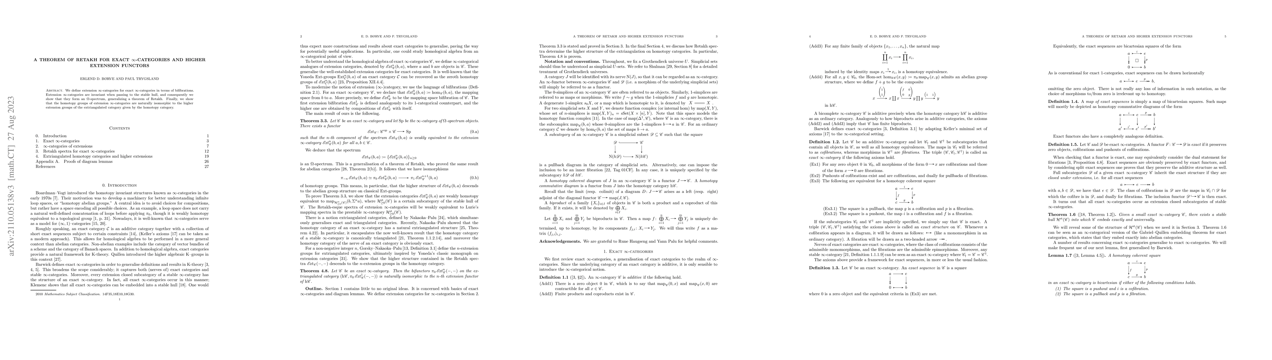 Thumbnail for A theorem of Retakh for exact $\infty$-categories and higher extension
  functors