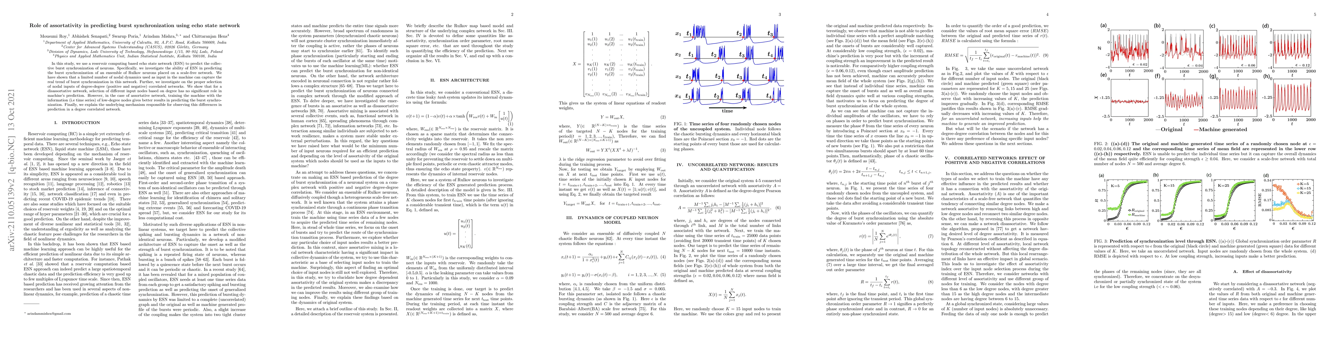 Thumbnail for Role of assortativity in predicting burst synchronization using echo
  state network