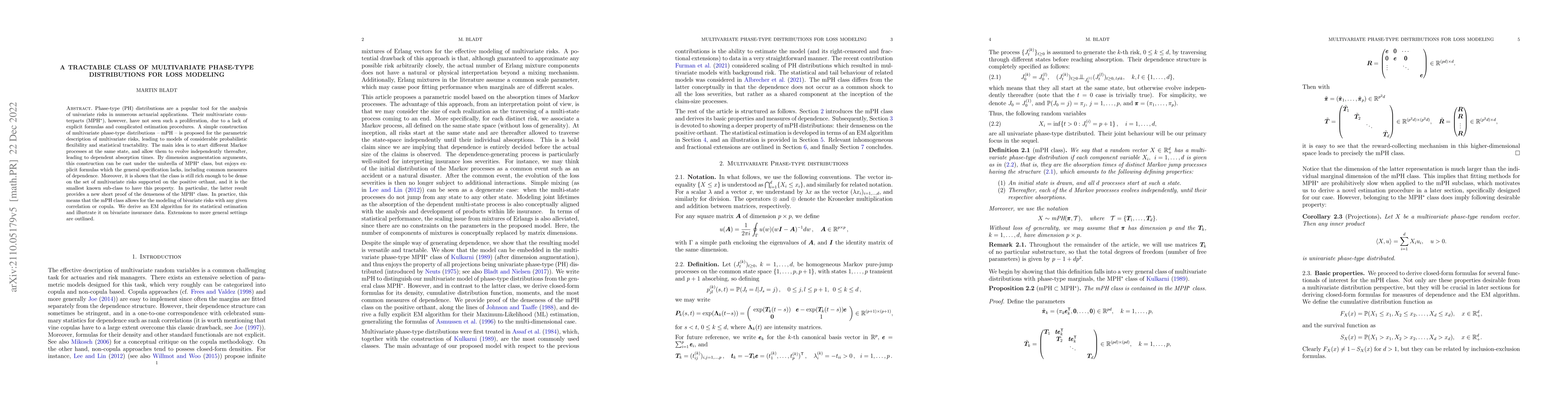 Thumbnail for A tractable class of multivariate phase-type distributions for loss
  modeling