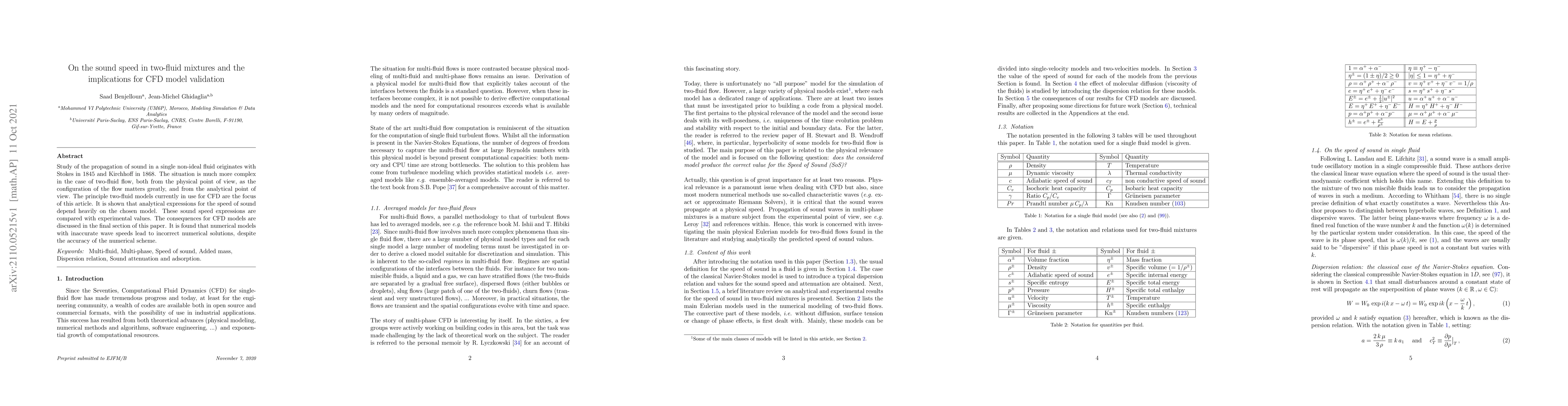 Thumbnail for On the sound speed in two-fluid mixtures and the implications for CFD
  model validation