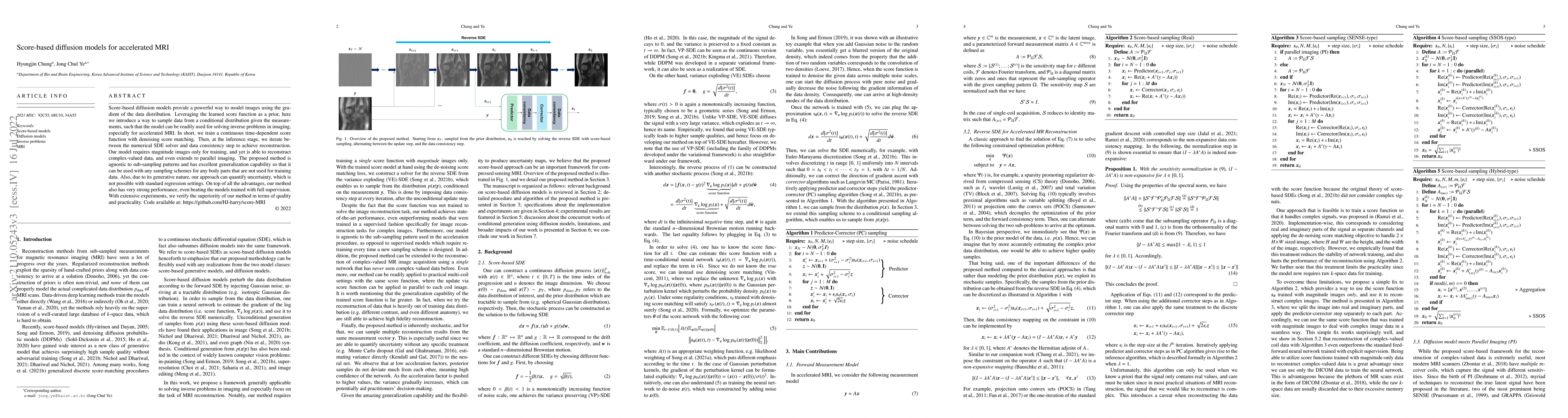 Thumbnail for Score-based diffusion models for accelerated MRI