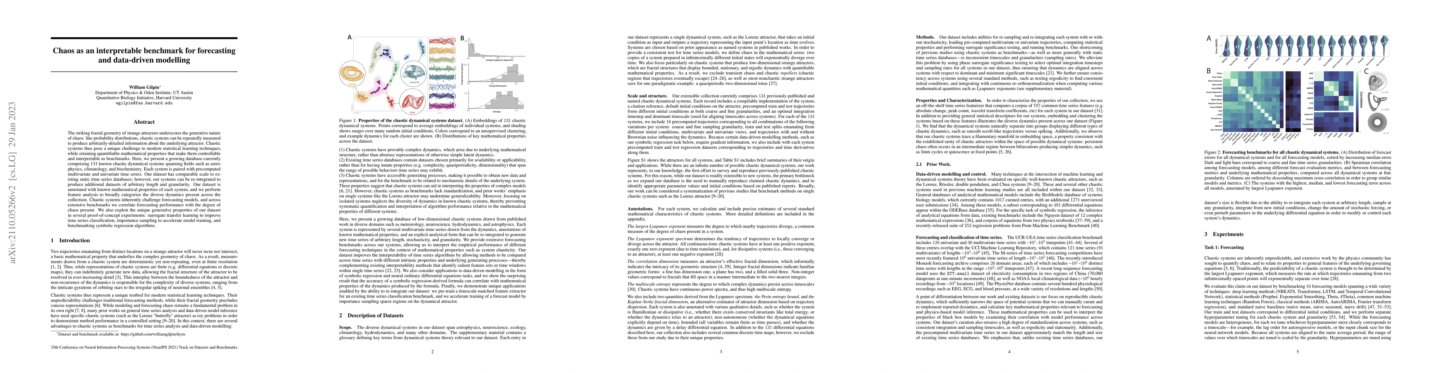 Thumbnail for Chaos as an interpretable benchmark for forecasting and data-driven
  modelling