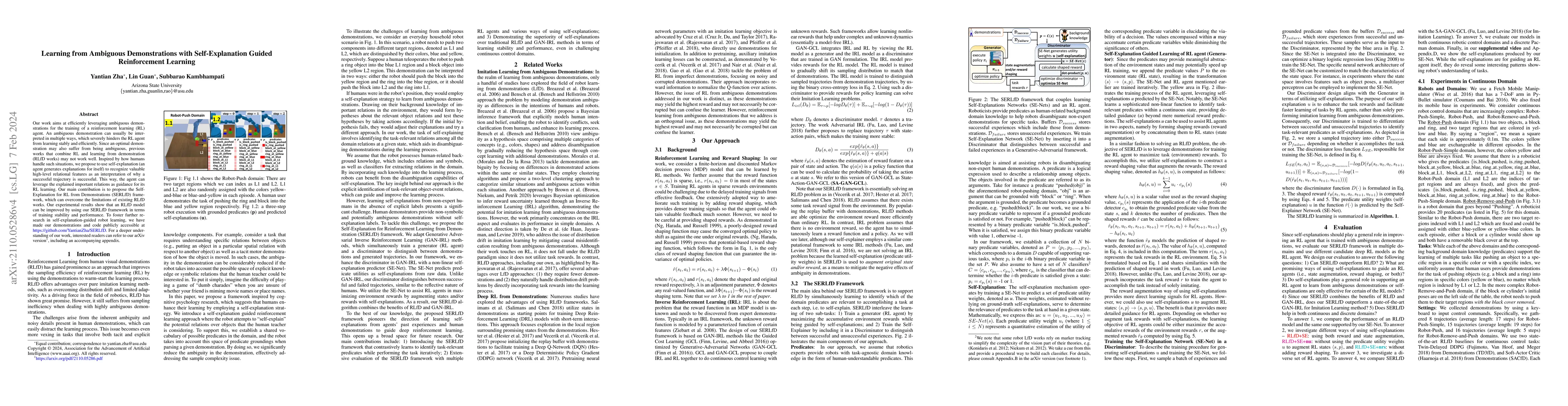 Thumbnail for Learning from Ambiguous Demonstrations with Self-Explanation Guided
  Reinforcement Learning