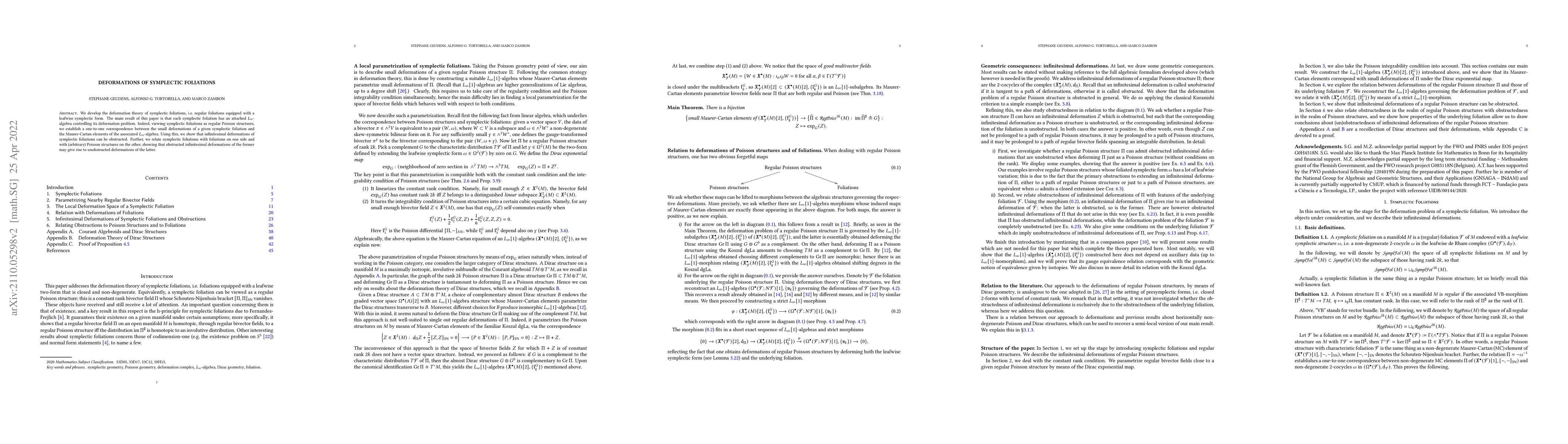 Thumbnail for Deformations of Symplectic Foliations