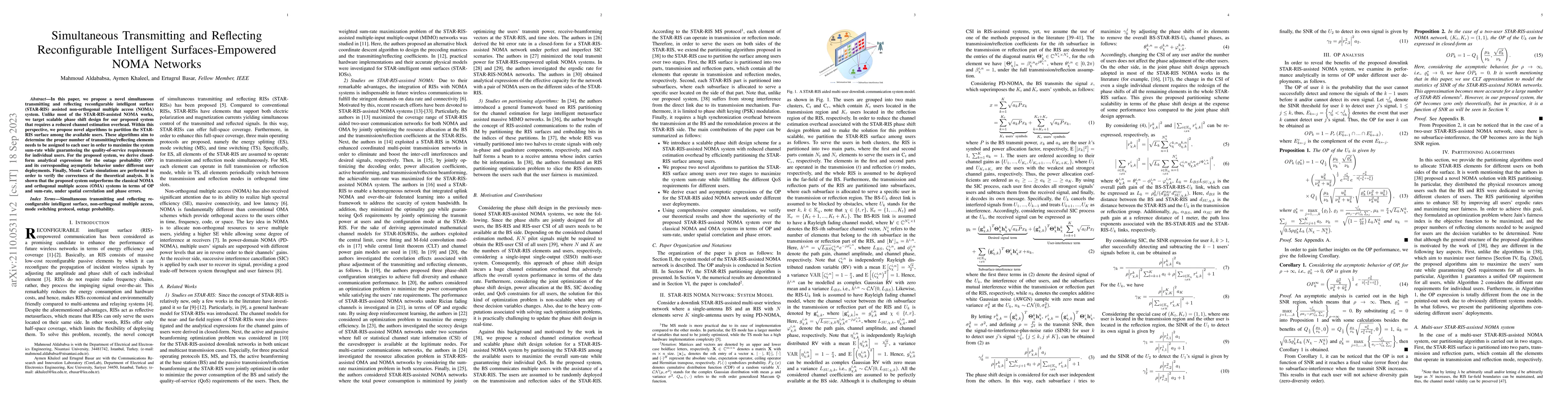 Thumbnail for Simultaneous Transmitting and ReflectingIntelligent Surfaces-Empowered
  NOMA Networks