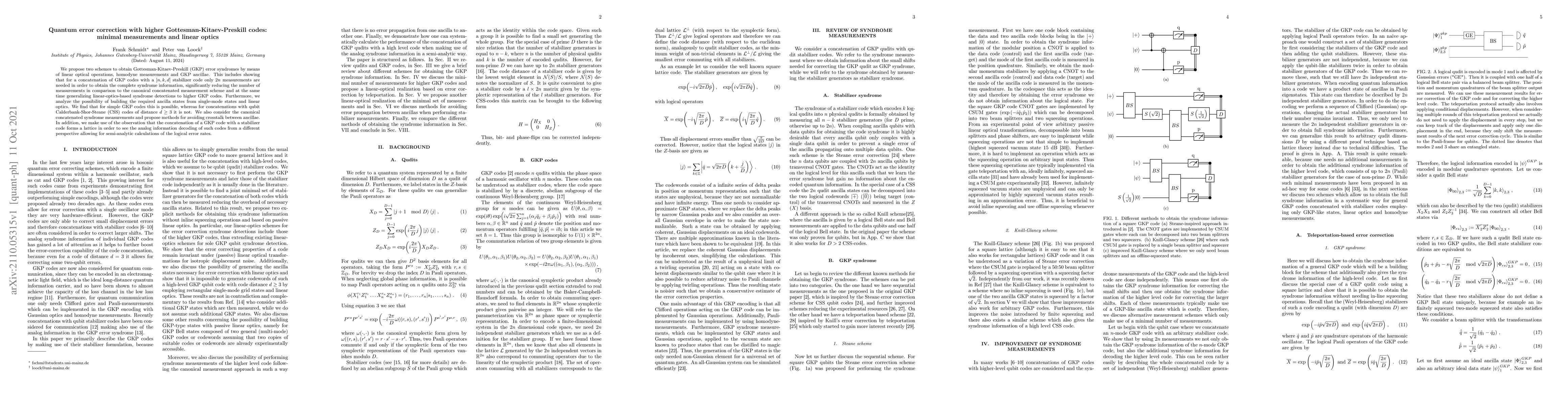 Thumbnail for Quantum error correction with higher Gottesman-Kitaev-Preskill codes:
  minimal measurements and linear optics