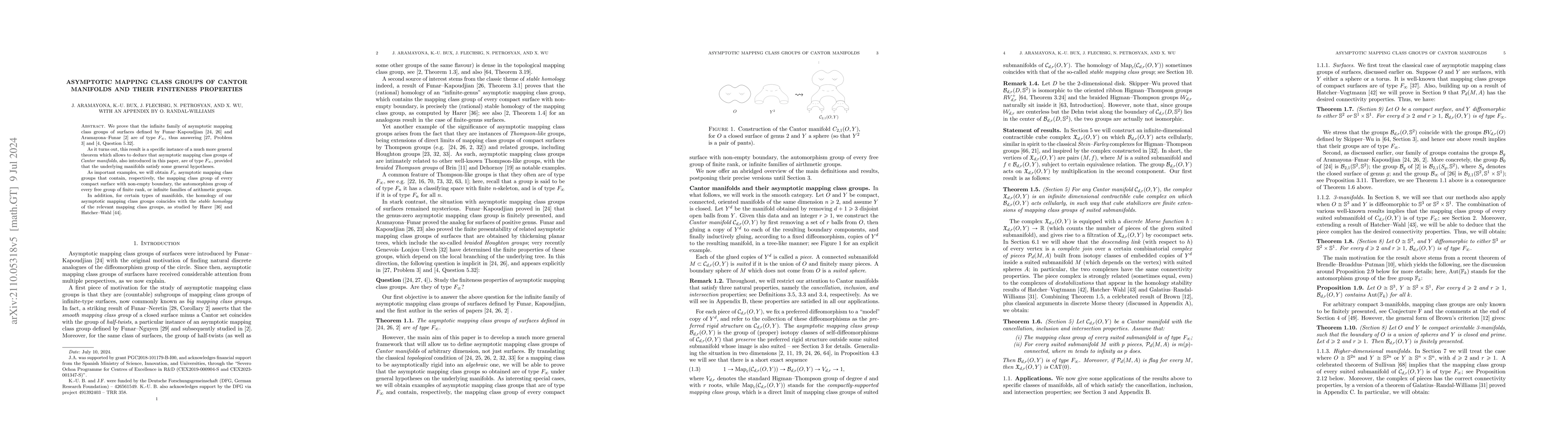Thumbnail for Asymptotic mapping class groups of Cantor manifolds and their finiteness
  properties