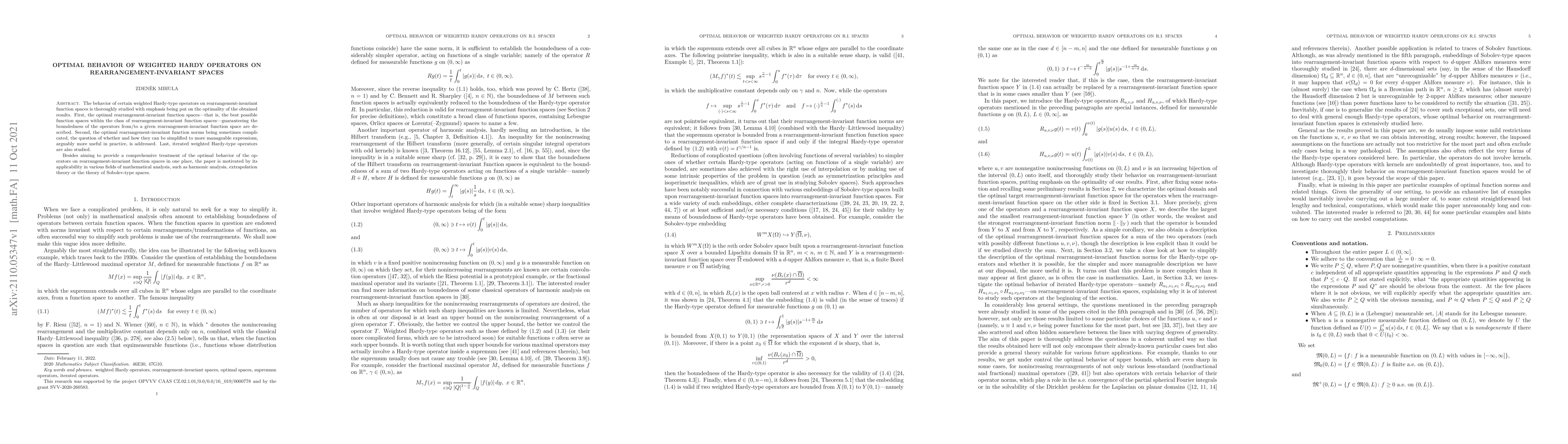 Thumbnail for Optimal behavior of weighted Hardy operators on rearrangement-invariant
  spaces