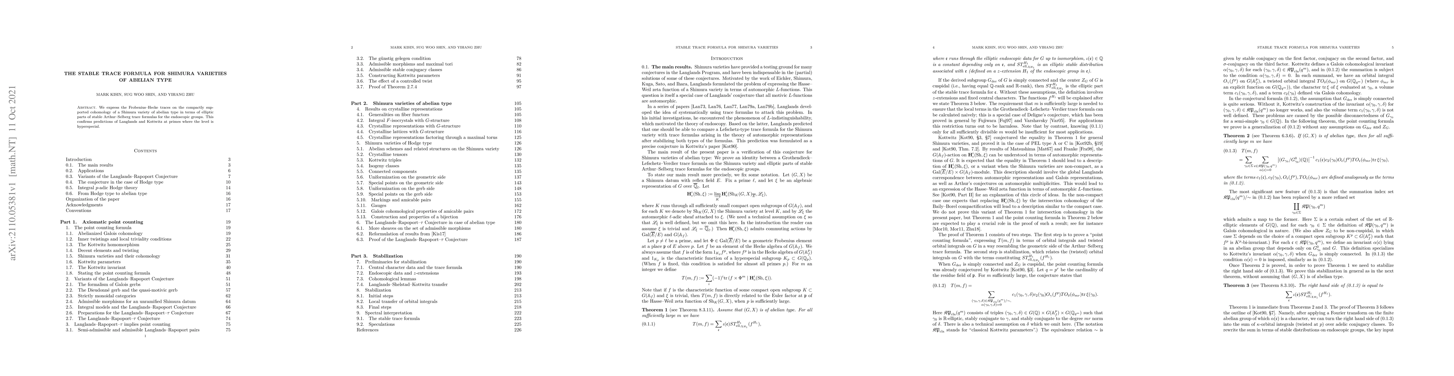 Thumbnail for The stable trace formula for Shimura varieties of abelian type
