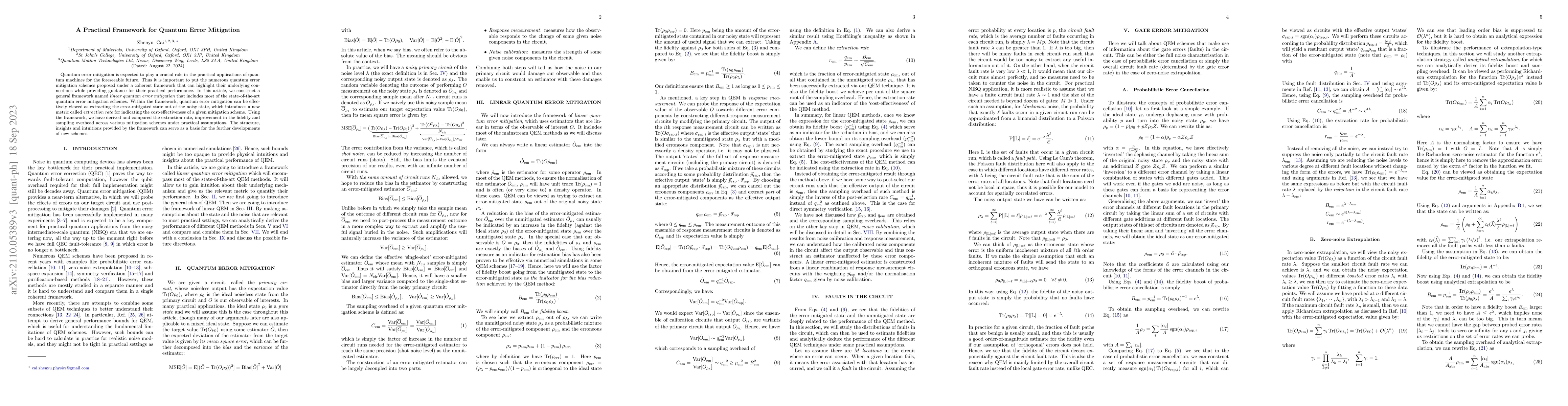 Thumbnail for A Practical Framework for Quantum Error Mitigation