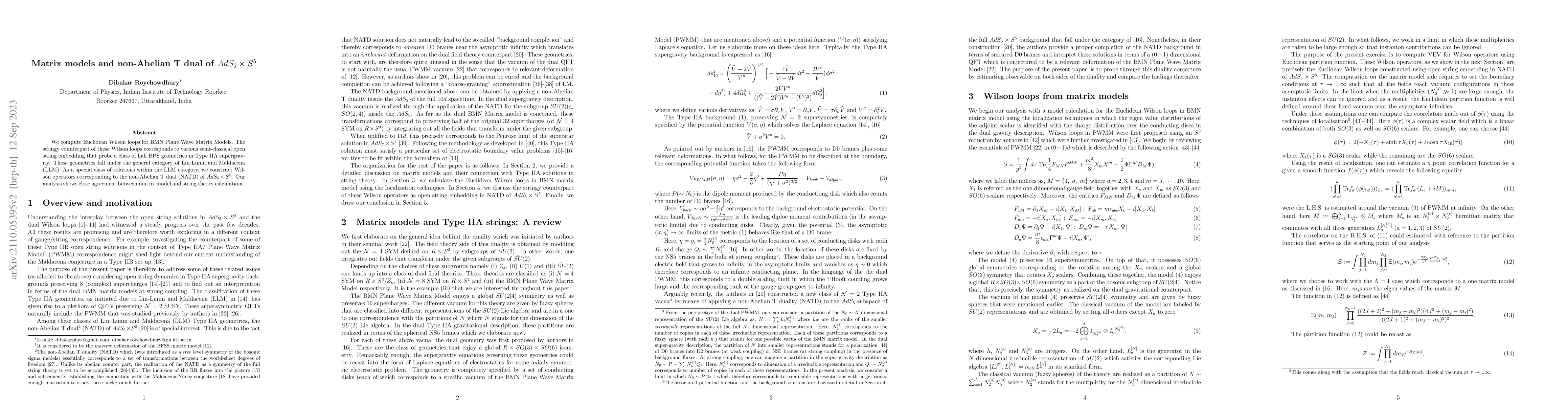 Thumbnail for Matrix models and non-Abelian T dual of $AdS_5 \times S^5 $
