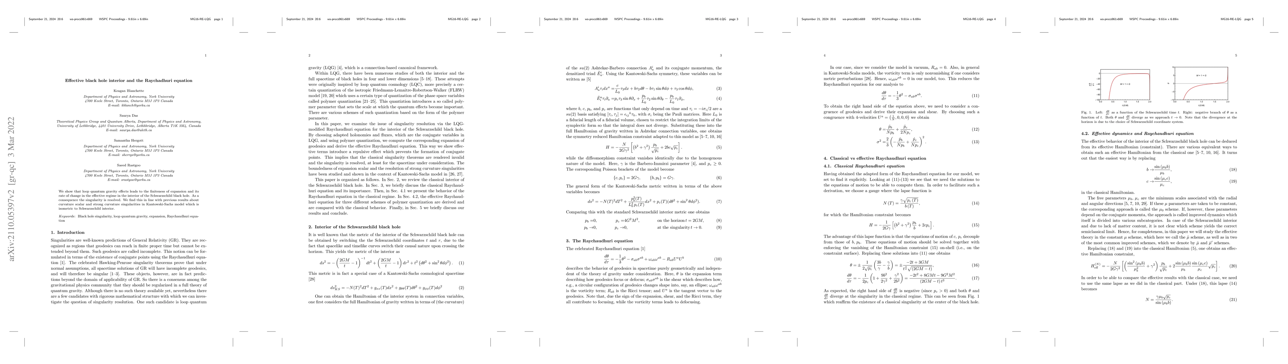 Thumbnail for Effective black hole interior and the Raychadhuri equation