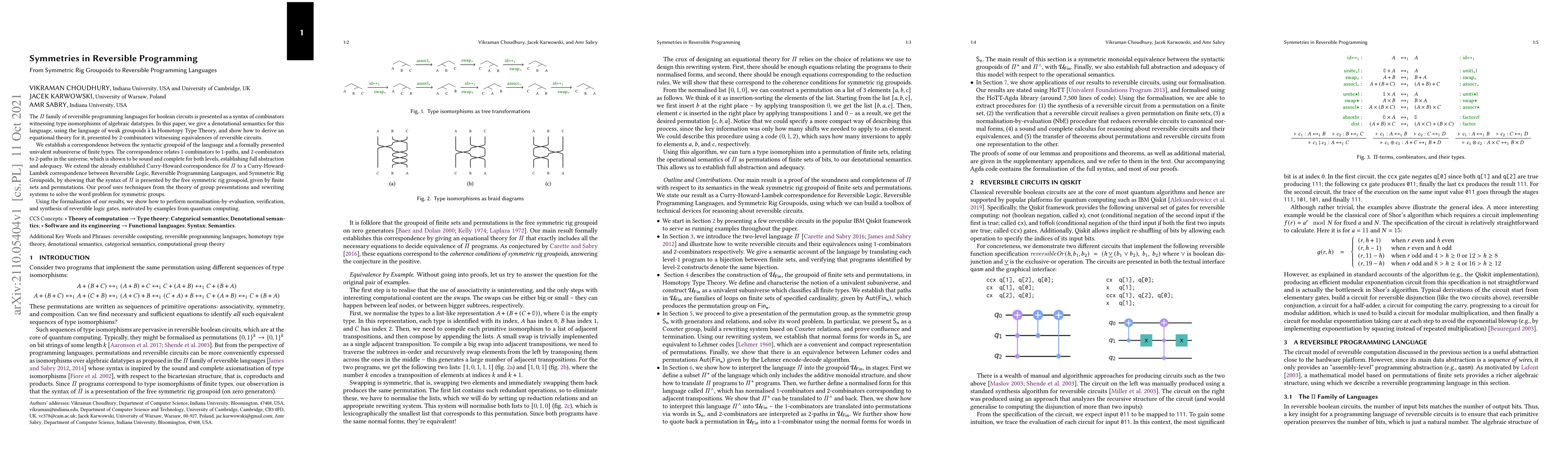 Thumbnail for Symmetries in Reversible Programming: From Symmetric Rig Groupoids to
  Reversible Programming Languages