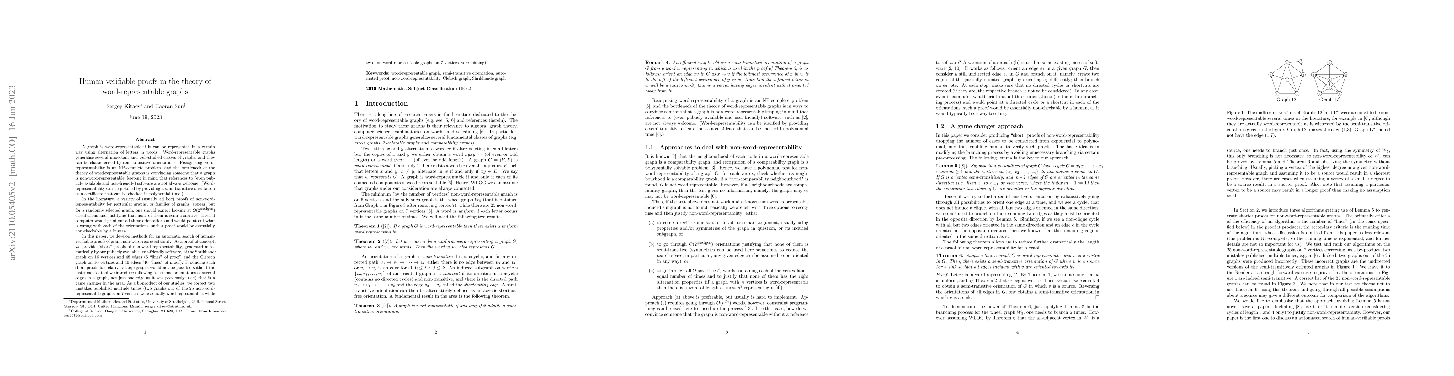 Thumbnail for Human-verifiable proofs in the theory of word-representable graphs