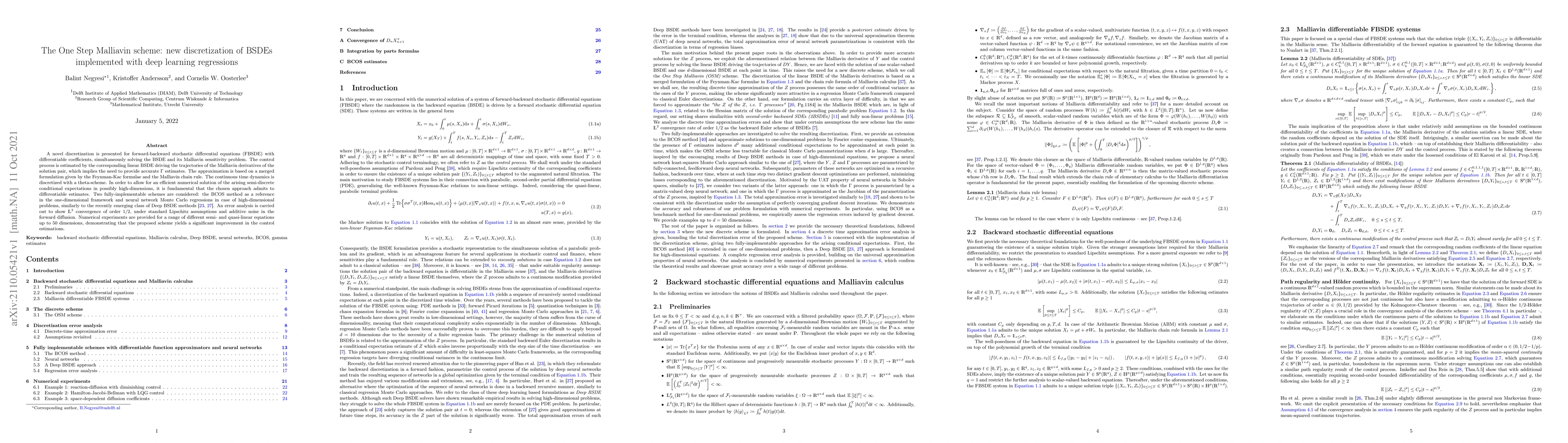 Thumbnail for The One Step Malliavin scheme: new discretization of BSDEs implemented
  with deep learning regressions