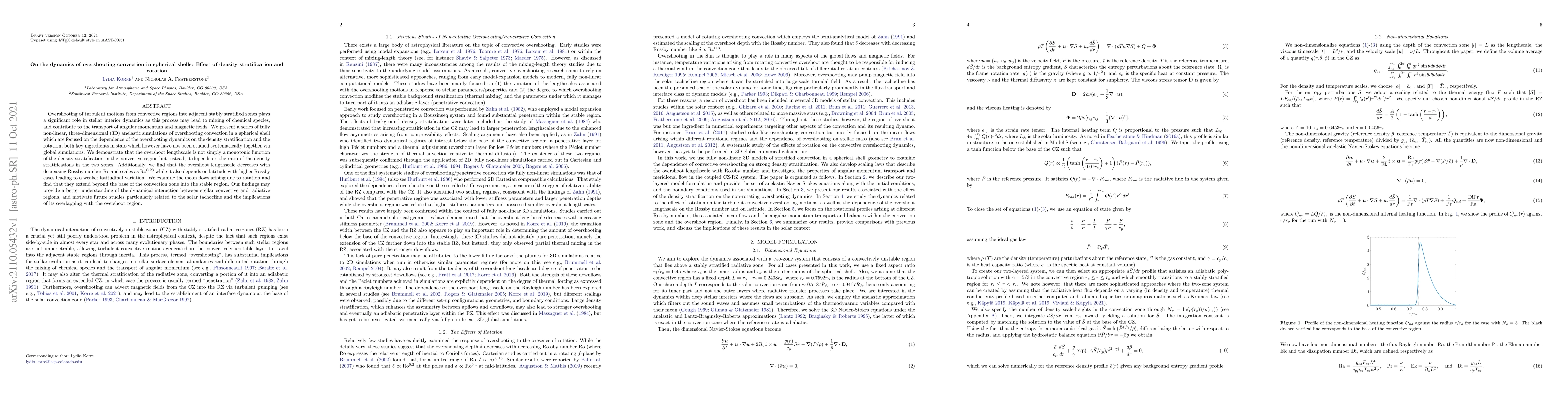 Thumbnail for On the dynamics of overshooting convection in spherical shells: Effect
  of density stratification and rotation
