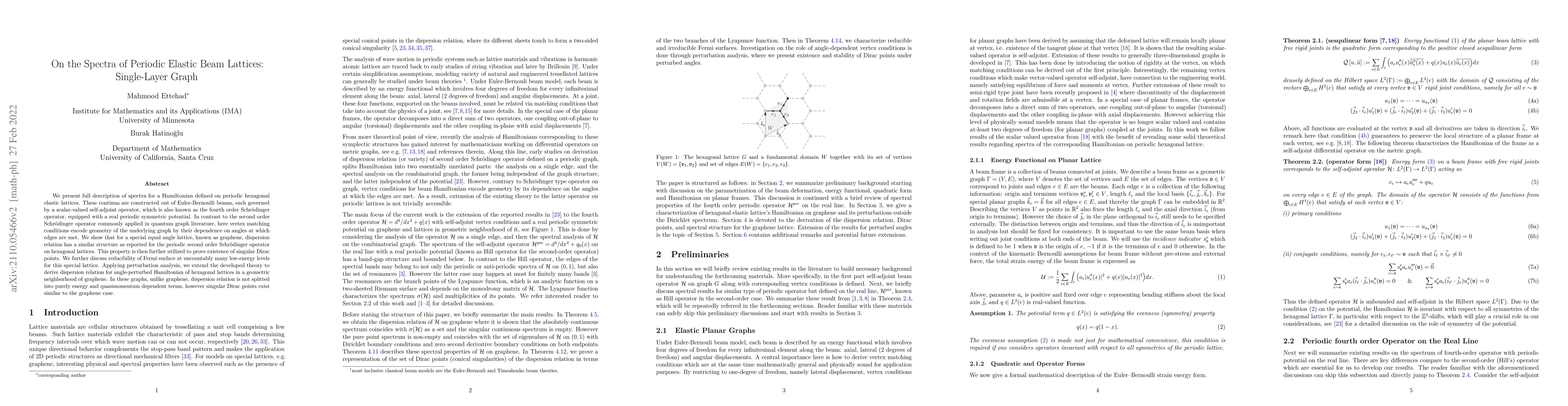 Thumbnail for On the Spectra of Periodic Elastic Beam Lattices: Single-Layer Graph