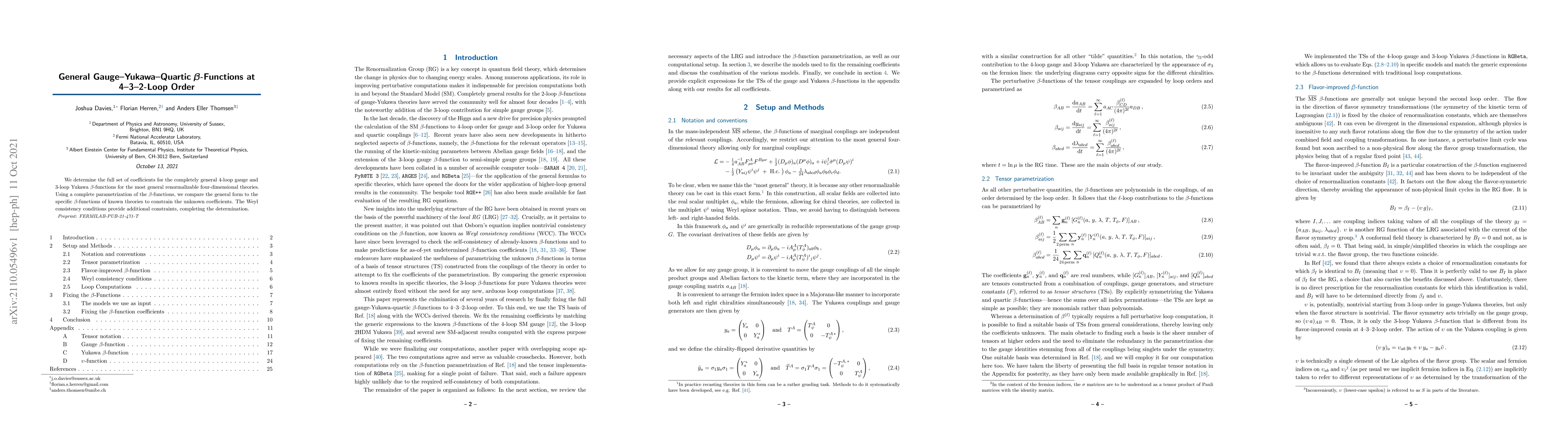 Thumbnail for General Gauge-Yukawa-Quartic $\beta$-Functions at 4-3-2--Loop Order