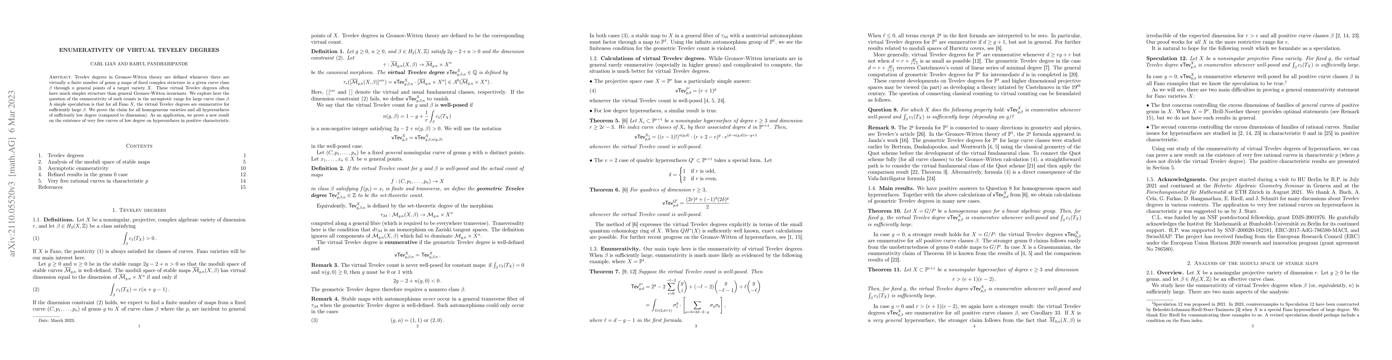 Thumbnail for Enumerativity of virtual Tevelev degrees