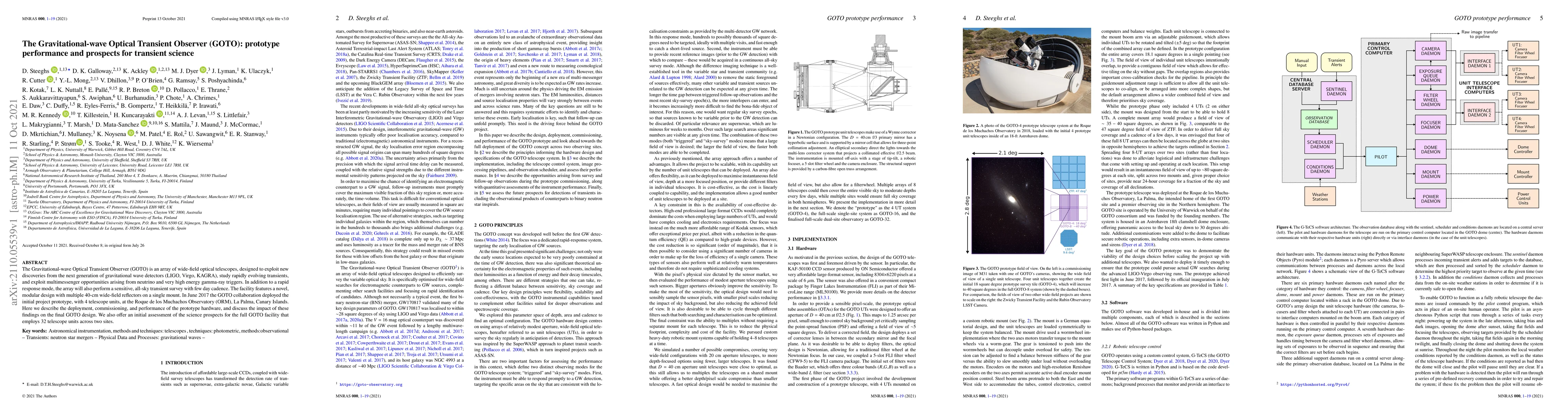 Thumbnail for The Gravitational-wave Optical Transient Observer (GOTO): prototype
  performance and prospects for transient science